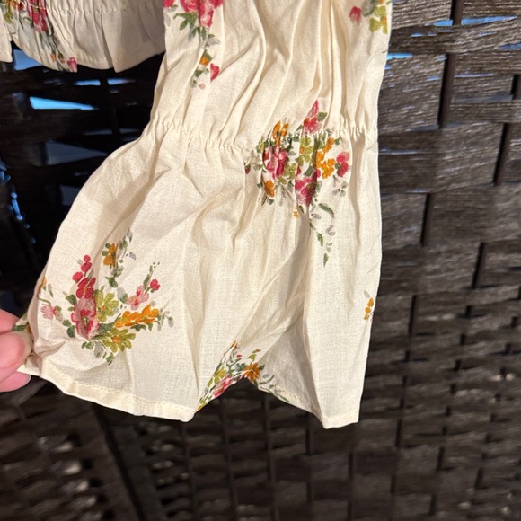 ASOS Design Cotton Shirred Blouse in Floral Long Sleeve Cream Floral Size Small - Picture 6 of 8
